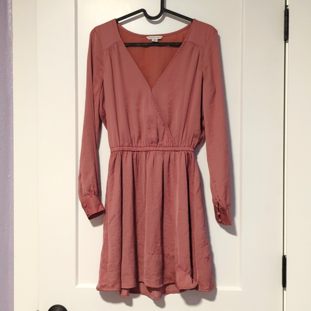 American Eagle Mauve Faux Wrap Dress XXS